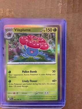 Pokemon Vileplume Holo Card with Green Border and Red Flower